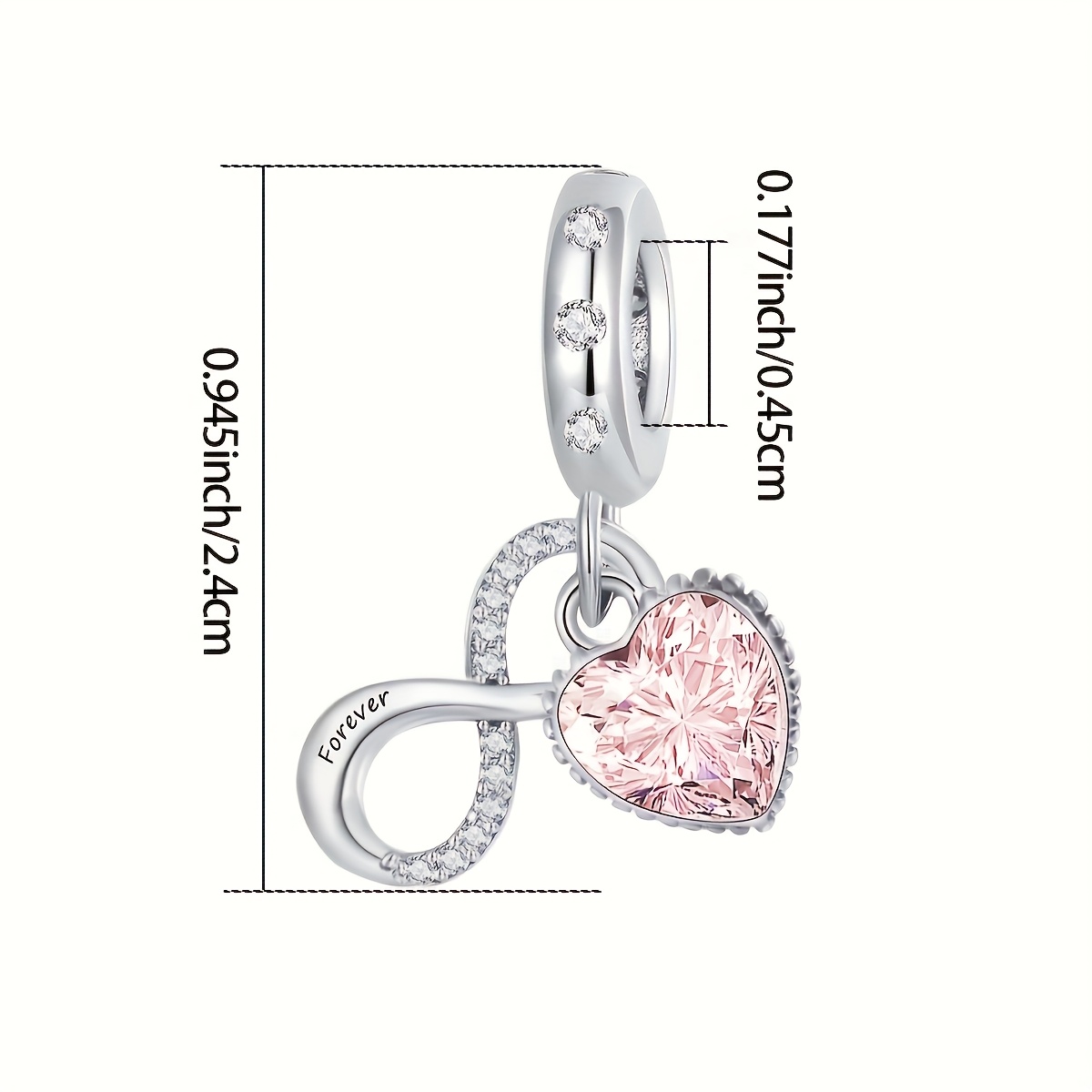 925 Silver Plated Infinity Heart Pendant for DIY Jewellery Making